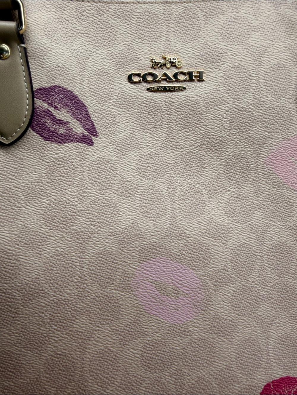 Coach Pink Kiss-Print Tote - Picture 2 of 8
